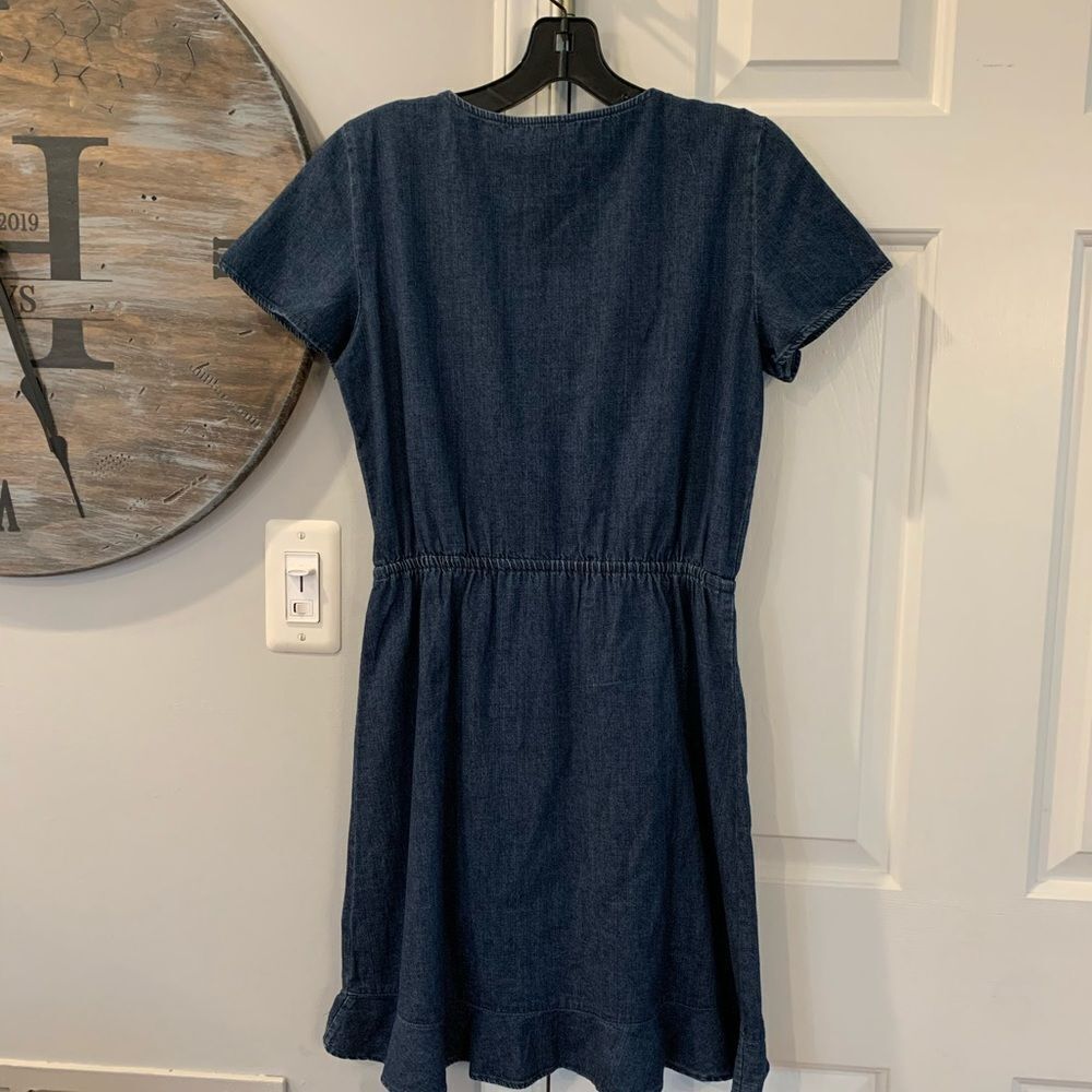J. Crew Denim Ruffle Mini Dress sz XS - Picture 5 of 5